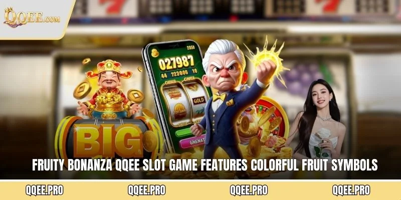 Fruity Bonanza QQEE slot game features colorful fruit symbols spinning dynamically