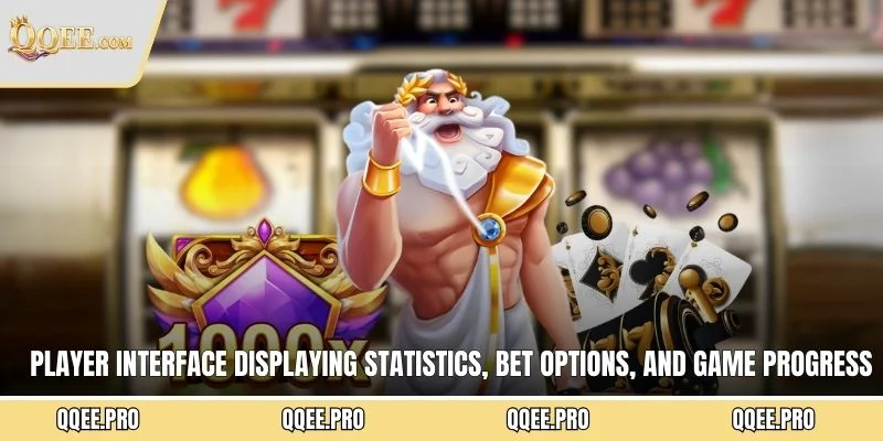 Player interface displaying statistics, bet options, and game progress tracking tools